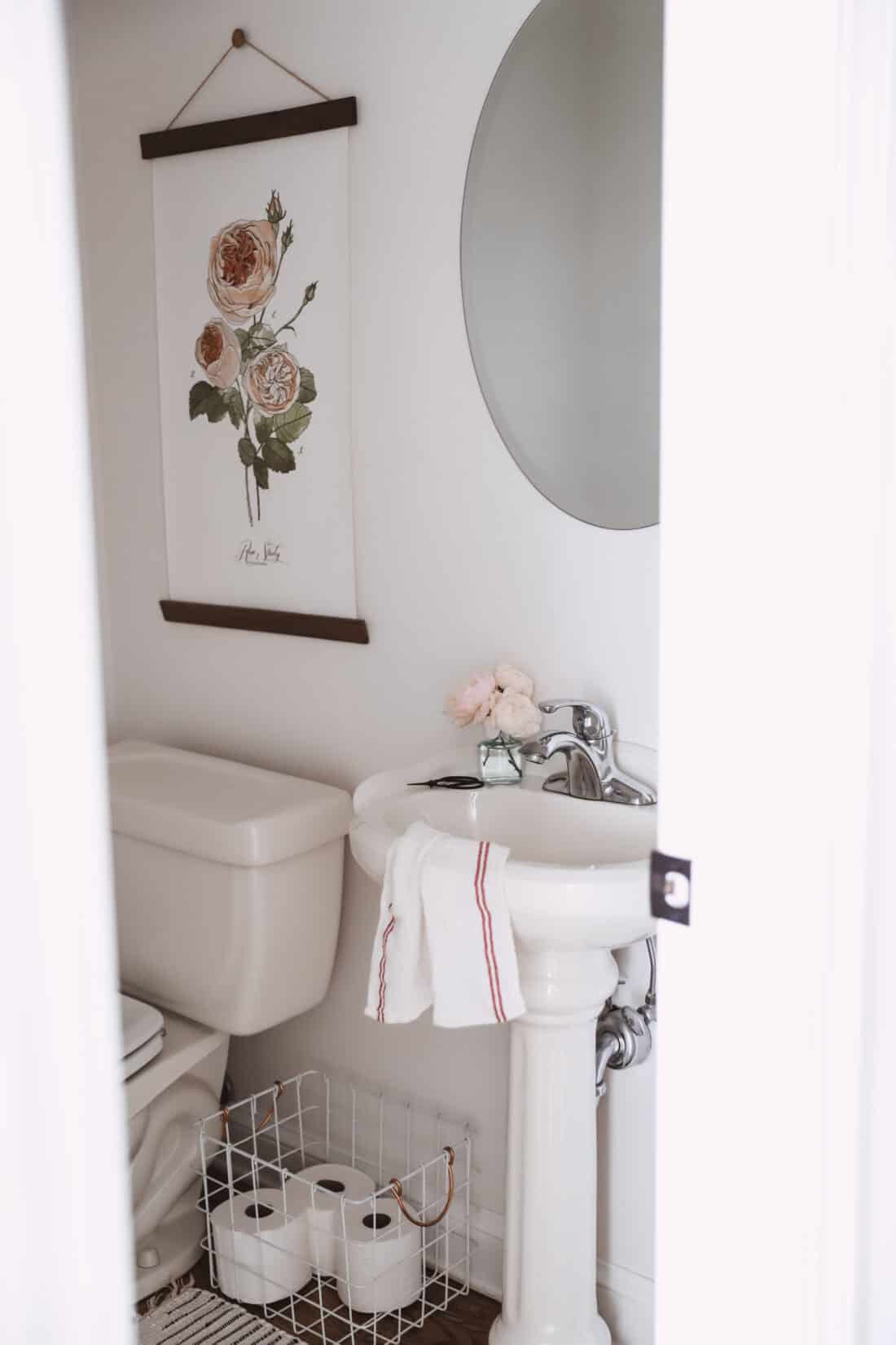 towel on a sink in a bathroom
