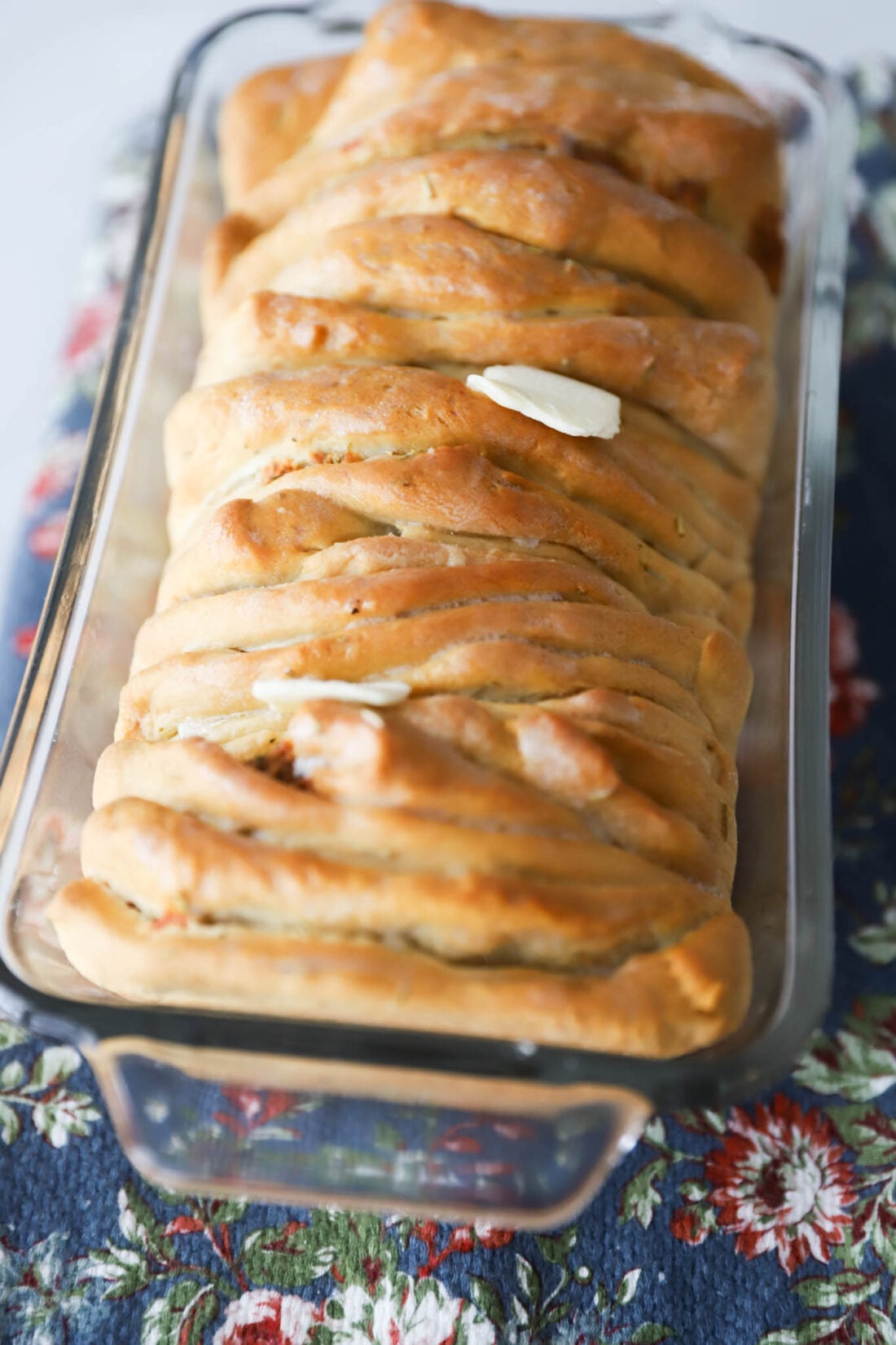 bread dough in a loaf pan