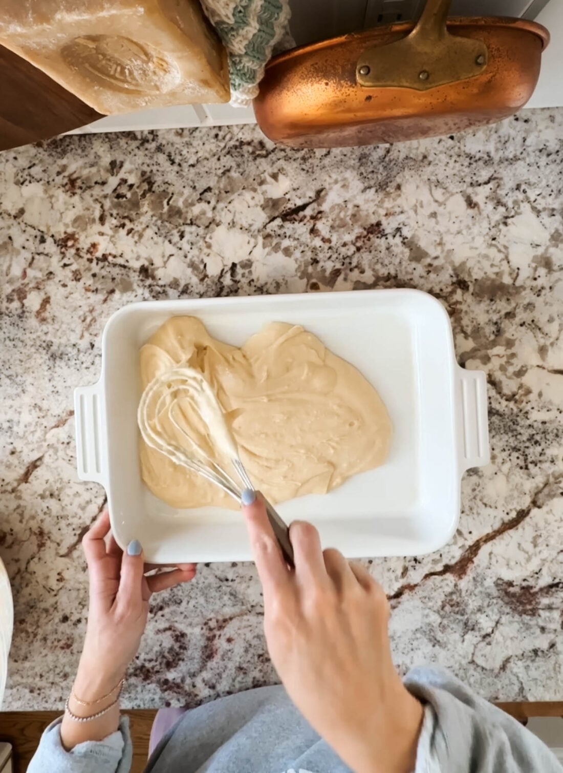 cinnamon coffee cake batter in a pan